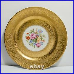 11 Vintage Limoges France Gold Encrusted Dinner Plate Floral Design Flowers