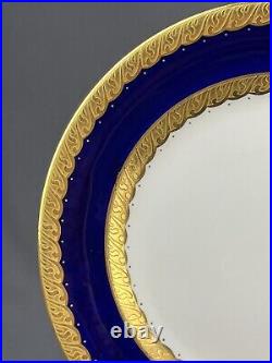 12 Adderley for Spaulding Cobalt & Gold Encrusted 10 1/8 Dinner Plates c. 1926