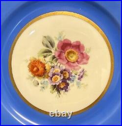 12 Antique Black Knight China BLUE with FLOWERS Dinner Plates EUC Czecho-Slovakia