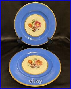 12 Antique Black Knight China BLUE with FLOWERS Dinner Plates EUC Czecho-Slovakia