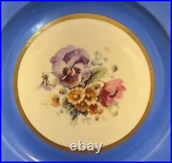 12 Antique Black Knight China BLUE with FLOWERS Dinner Plates EUC Czecho-Slovakia