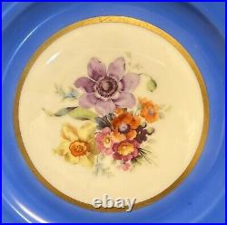 12 Antique Black Knight China BLUE with FLOWERS Dinner Plates EUC Czecho-Slovakia