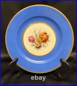 12 Antique Black Knight China BLUE with FLOWERS Dinner Plates EUC Czecho-Slovakia