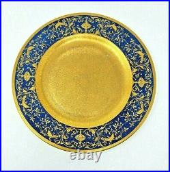 12 Antique Encrusted Service Dinner Plates Crown Staffordshire Blue Gold