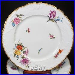 12 Antique GD&C Limoges France Floral Embossed Dinner Cabinet Plates Plate Set