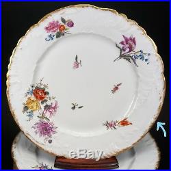 12 Antique GD&C Limoges France Floral Embossed Dinner Cabinet Plates Plate Set