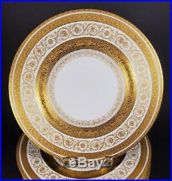 12 Antique Gold Encrusted Heinrich Bavarian Cabinet Dinner Plates GORGEOUS