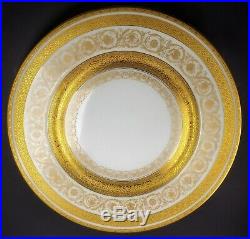 12 Antique Gold Encrusted Heinrich Bavarian Cabinet Dinner Plates GORGEOUS