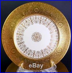 12 Antique Gold Encrusted Heinrich Bavarian Cabinet Dinner Plates SPECTACULAR