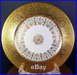 12 Antique Gold Encrusted Heinrich Bavarian Cabinet Dinner Plates SPECTACULAR
