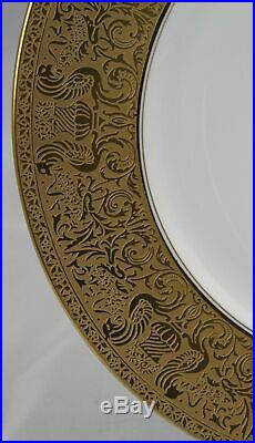 12 Antique Gold Encrusted Heinrich & Co. Bavaria Cabinet Plates 10-7/8