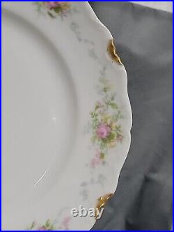 (12) Antique H. Ahrenfeldt Limoges Depose France Roses&Gold Dinner Plates 9 3/4