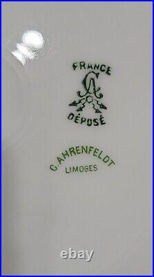 (12) Antique H. Ahrenfeldt Limoges Depose France Roses&Gold Dinner Plates 9 3/4