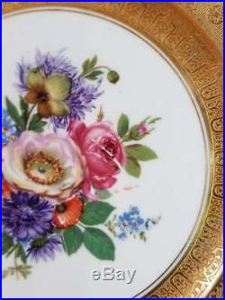 12 Antique Limoges Dinner Plates, Gold Gilt Floral Center, 10 1/2