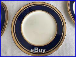 12 Antique Minton Bone China For Tiffany & Co Gold Encrusted Cobalt Blue Plates