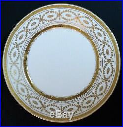 12 Antique Minton England Gold Encrusted Gilt Dinner Cabinet Plates