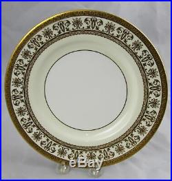 12 Antique Minton Gold Encrusted Dinner Plates 10-5/8 Davis Collamore NYC
