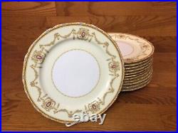 12 Antique Noritake VALDINA 10 Dinner Plates withGold Trim Excellent