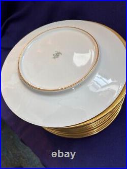 12 Antique Royal Bavarian Gold Gilt Rim China Dinner Plate Hutschenreuther 10.75