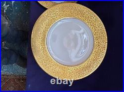 12 Antique Royal Bavarian Gold Gilt Rim China Dinner Plate Hutschenreuther 10.75