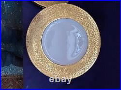 12 Antique Royal Bavarian Gold Gilt Rim China Dinner Plate Hutschenreuther 10.75