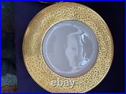 12 Antique Royal Bavarian Gold Gilt Rim China Dinner Plate Hutschenreuther 10.75