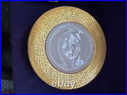 12 Antique Royal Bavarian Gold Gilt Rim China Dinner Plate Hutschenreuther 10.75