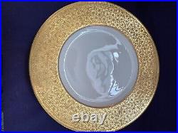 12 Antique Royal Bavarian Gold Gilt Rim China Dinner Plate Hutschenreuther 10.75