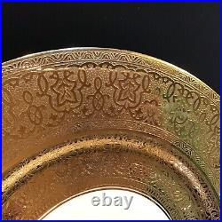 12 Antique Royal Crown LBC 22k Gold Encrusted Plates Chargers 10 3/4 Pickard