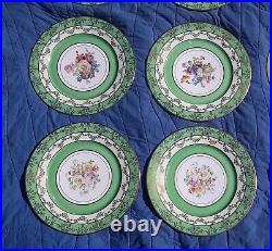 12 Antique TK Thun Checkoslovakian, Floral, Green, Gold, Dinner Plates, 10.5