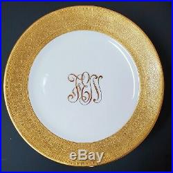 12 BEAUTIFUL Antique Cauldon Porcelain Gold Gilt 10 1/2 Dinner Plates