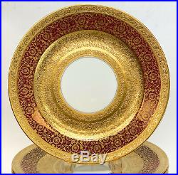 12 Bavaria for Ovington Porcelain Maroon Red Gold Encrusted Dinner Plates
