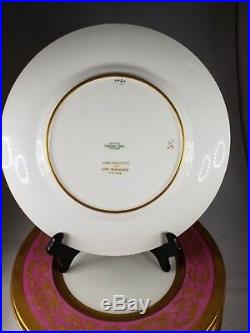 12 Cauldon China England Dinner Plates John Wanamaker New York Pink and Gold