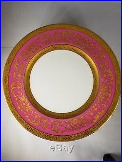 12 Cauldon China England Dinner Plates John Wanamaker New York Pink and Gold