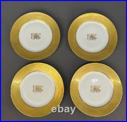 12 Charles Ahrenfeldt Limoges GOLD ENCRUSTED 9 3/8 Dinner Plates with MONO 1920's
