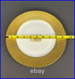 12 Charles Ahrenfeldt Limoges GOLD ENCRUSTED 9 3/8 Dinner Plates with MONO 1920's