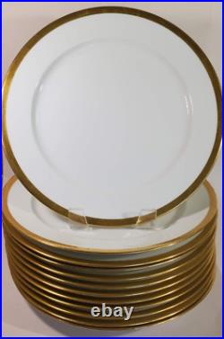 12 Charles Field Haviland Gold Rim Dinner Plates CHF48 GDA Limoges 9.75 Inch