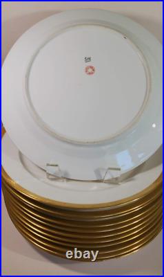 12 Charles Field Haviland Gold Rim Dinner Plates CHF48 GDA Limoges 9.75 Inch