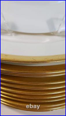 12 Charles Field Haviland Gold Rim Dinner Plates CHF48 GDA Limoges 9.75 Inch