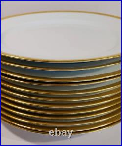 12 Charles Field Haviland Gold Rim Dinner Plates CHF48 GDA Limoges 9.75 Inch