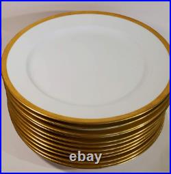 12 Charles Field Haviland Gold Rim Dinner Plates CHF48 GDA Limoges 9.75 Inch