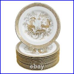 12 Copeland Spode Gilt Porcelain Dinner Plates Spode's Garden Gold Y7046 c1950