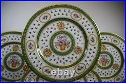 12 Dresden Hand Painted Raised Paste Gold Dinner/Service Plates, Circa 1930