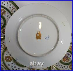 12 Dresden Hand Painted Raised Paste Gold Dinner/Service Plates, Circa 1930