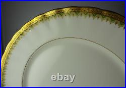 12 Elite Limoges Bawo Dotter Dinner Plates Antique Porcelain Ruffled Gold Edge