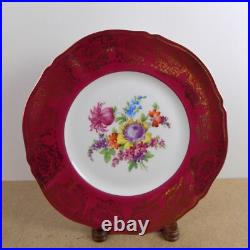12 Epiag Porcelain 11 Dinner Plates Red Gold Dresden Flowers 10536 Czech