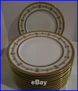 12 Exquisite Charles Ahrenfeldt LIMOGES 9.75 Dinner Plates Gold Encrusted