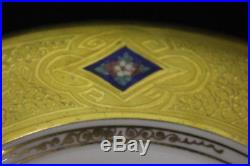 12 Gold Encrusted Blue Enamel Porcelain THOMAS BAVARIA 11 Dinner Service Plates