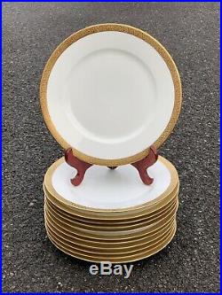 12 Heavily Encrusted Gold Rim Royal Bayreuth Bavaria Dinner Plates. Coingold