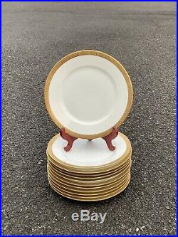 12 Heavily Encrusted Gold Rim Royal Bayreuth Bavaria Dinner Plates. Coingold